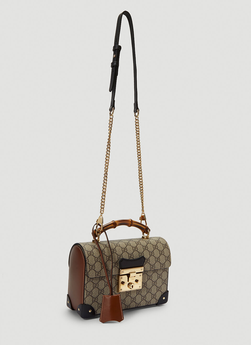 Gucci padlock small sales bamboo shoulder bag