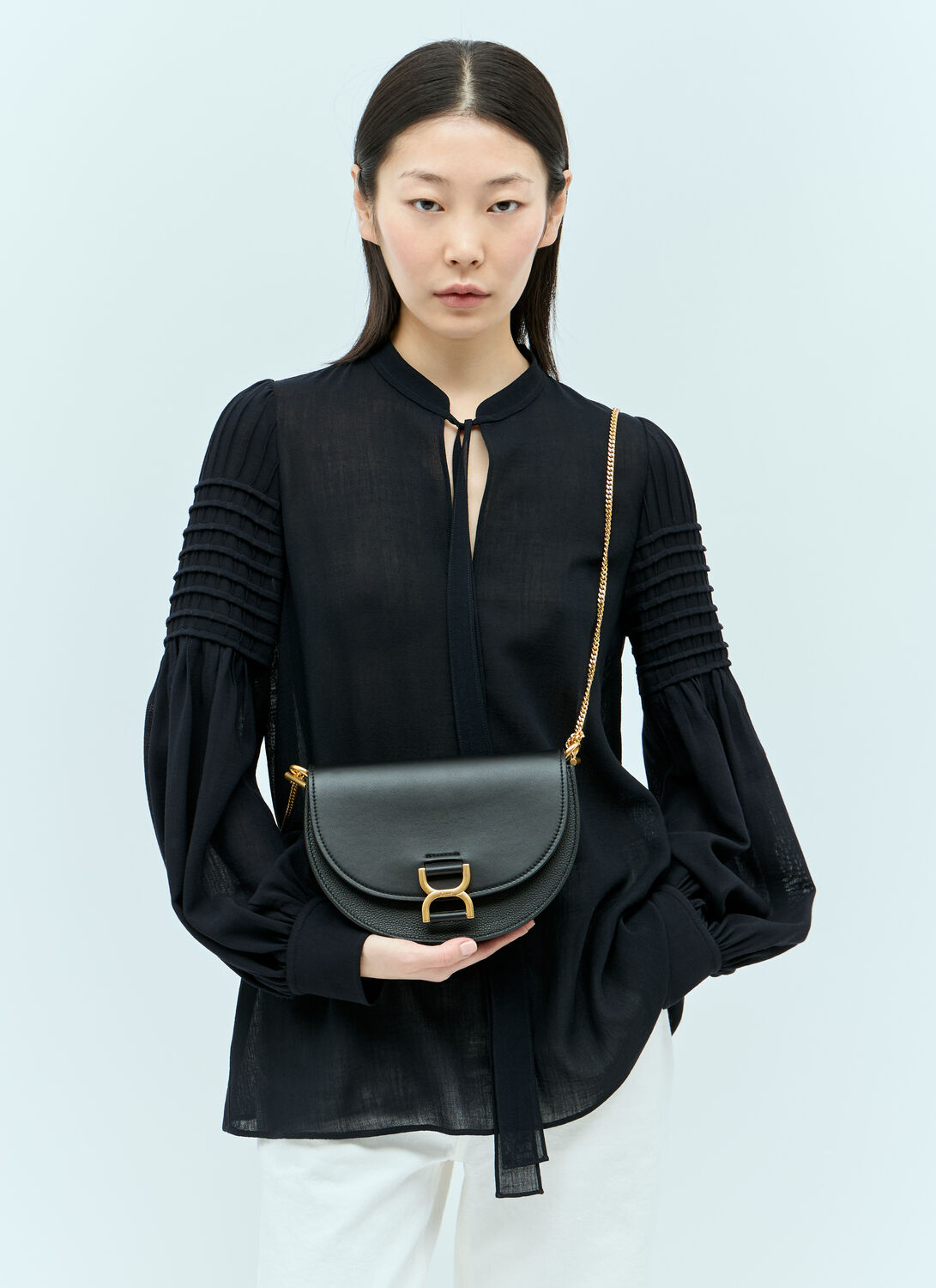 Shop Chloé Marcie Chain Flap Bag In Black