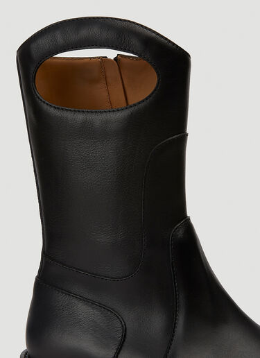 Burberry Porthole Detail Panelled Leather Boots Black bur0144010