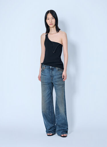 Jean Paul Gaultier Ribbed Tank Top with Metal Hardware Black jpg0364004