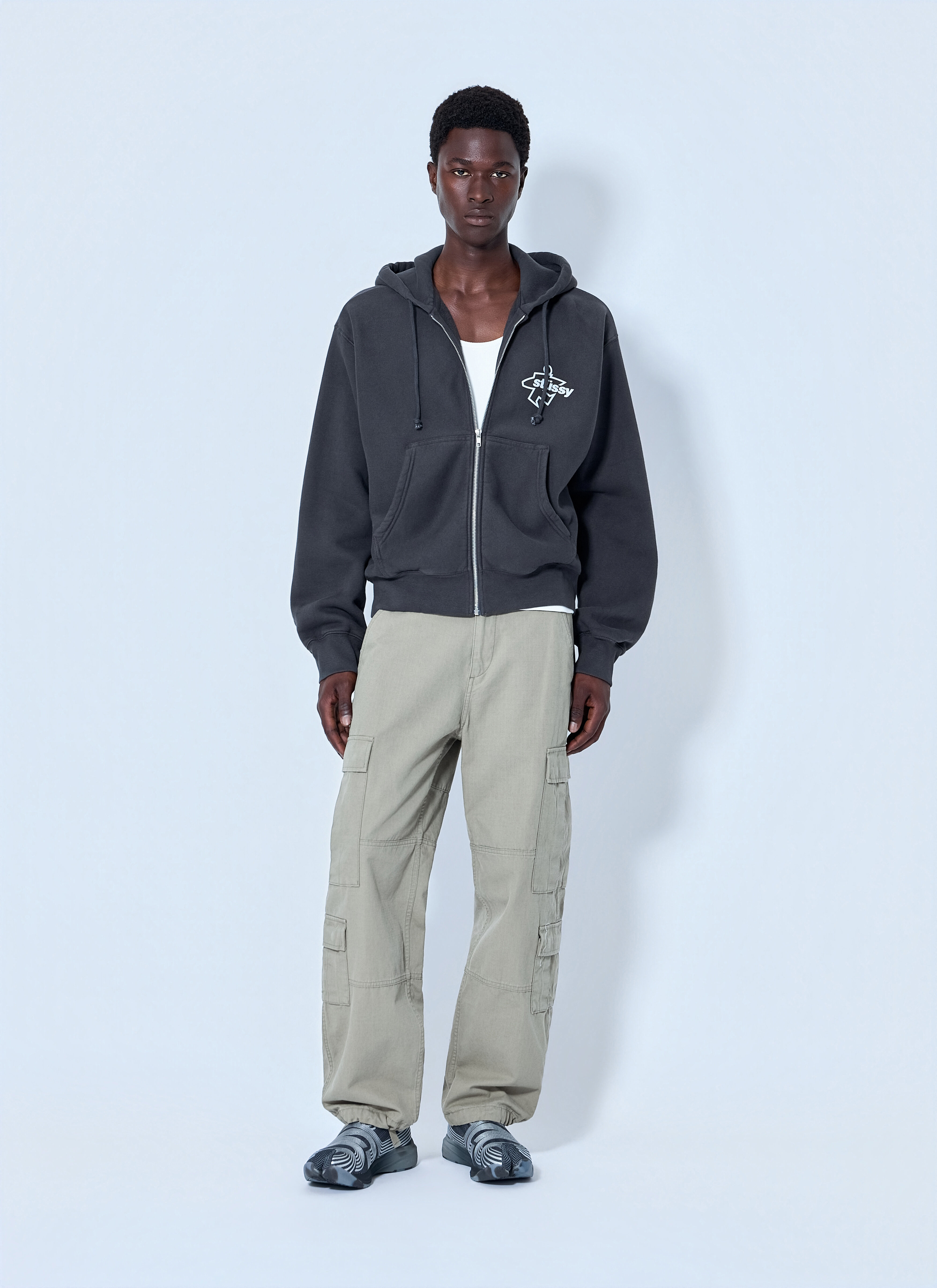 Stüssy Men's' Surf Size Dyed Zip Hoodie in Grey | LN-CC®