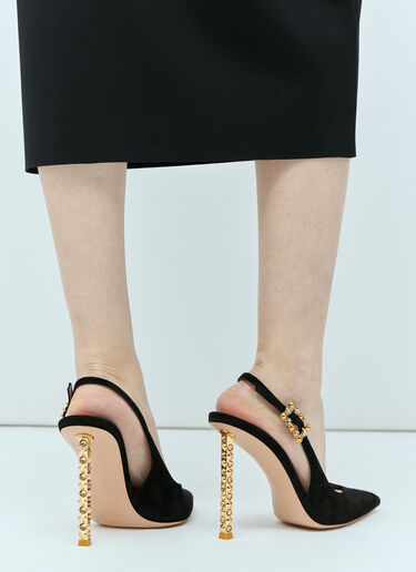 Gianvito Rossi 麂皮尖头露跟高跟鞋  黑色 gia0255004