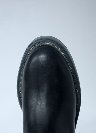 Miu Miu Leather Logo Motif Boots Black miu0262111
