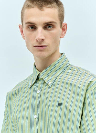Acne Studios Stripe Button-Up Shirt Green acn0155006