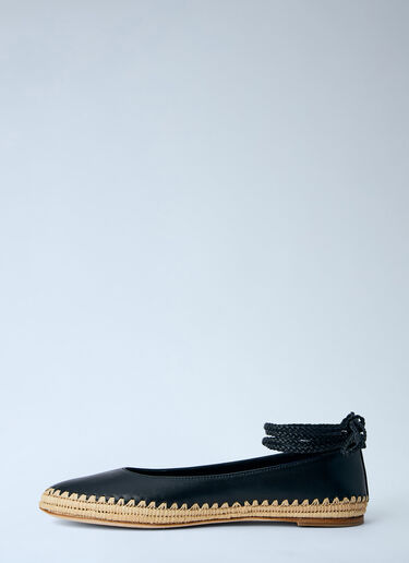 Max Mara Leather Espadrille Flats Black max0264047