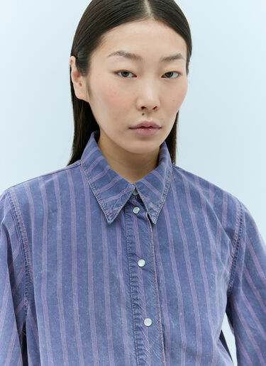 GANNI Light Stripe Denim Shirt Purple gan0255021