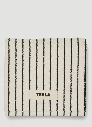Tekla Striped Logo Patch Bath Mat White tek0349019