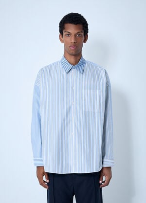 Marni Striped Button-Down Shirt Light Blue mni0161001