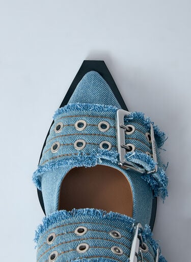 GANNI Feminine Buckle Ballerina Flats Denim gan0260018