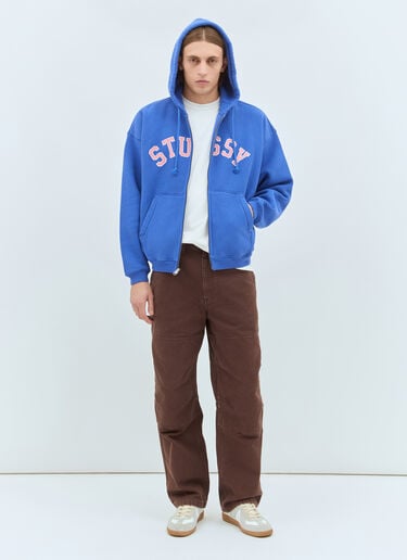 Stüssy Distressed Graphic Zip-Up Hooded Sweatshirt Purple sts0159007