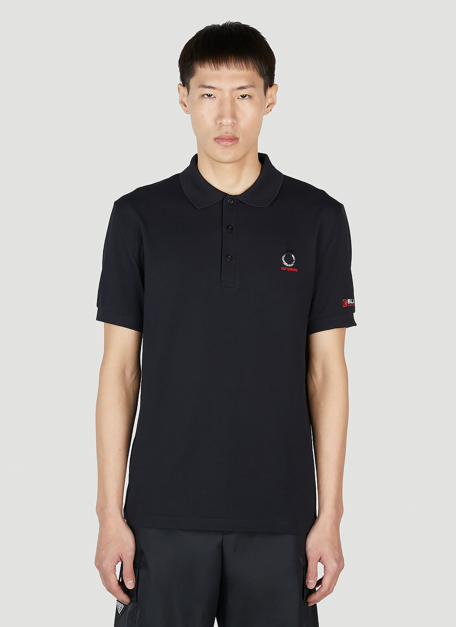 Fred Perry Logo Motif Polo Top In Black