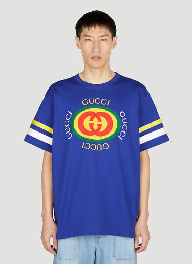 Gucci Logo Print T-Shirt Blue guc0152307