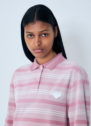 Prada Striped Piqué Polo Shirt Grey pra0264005
