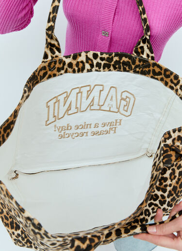 Leopard Oversized Canvas Tote Bag GANNI Leopard Oversized Canvas Tote Bag Brown gan0256010