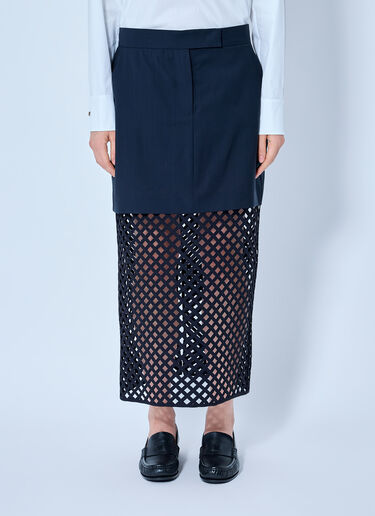 LN-CC® - Max Mara: Overlay Panel Skirt - Navy Max Mara Overlay Panel Skirt Navy max0265019