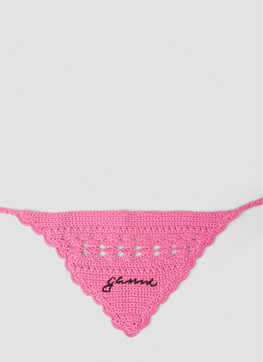 GANNI Logo Crochet Bandana Pink gan0251059