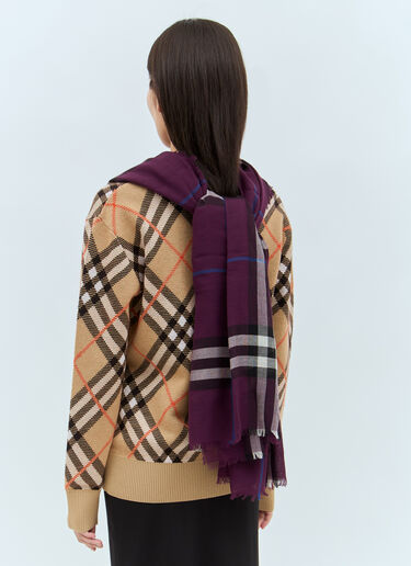 Giant Check Wool Scarf Burberry Giant Check Wool Scarf Purple bur0257025