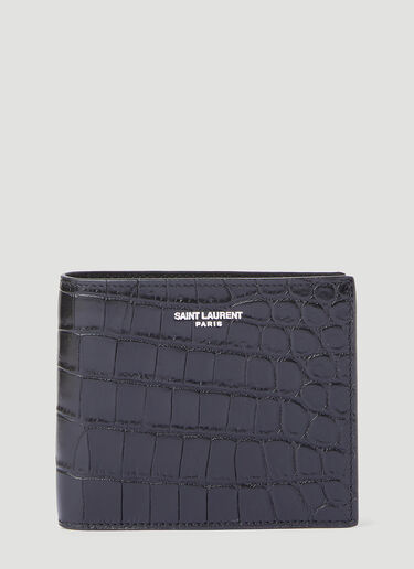 Saint Laurent Croc-Embossed Bi-Fold Wallet Black sla0138024