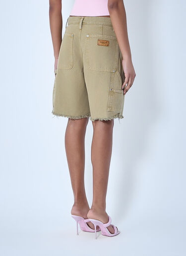 Alexander Wang Frayed Hem Denim Shorts Beige awg0264012