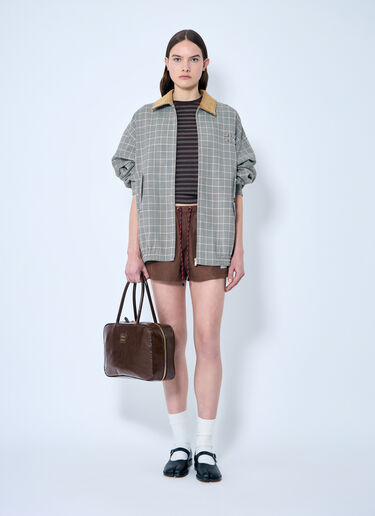 Miu Miu Checked Double-Weave Blouson Jacket Brown miu0360002