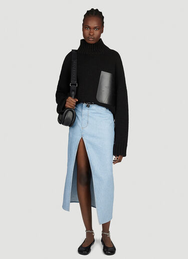 JW Anderson Padlock 스트랩 롱 슬릿 데님 스커트 블루 jwa0253010