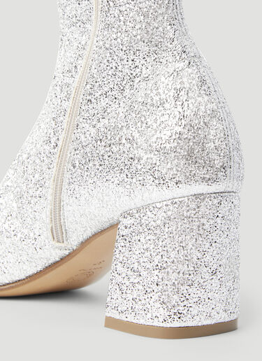 Dries Van Noten Glitter Block Heel Boots Silver dvn0255004