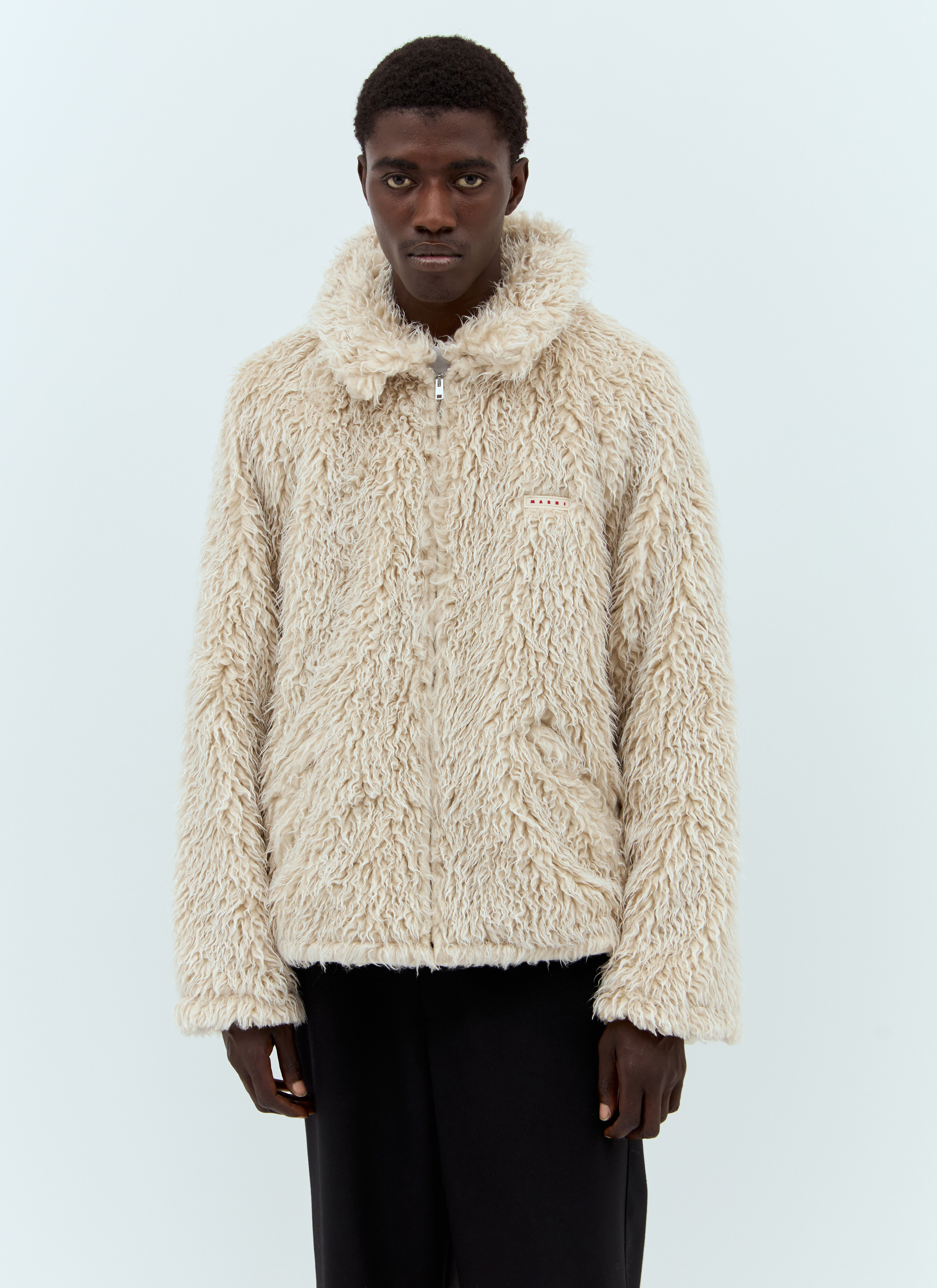 Marni Men s Fuzzy Knit Jacket in Beige LN CC