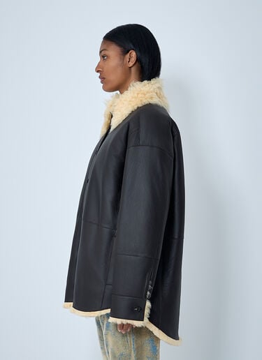 Acne Studios Shearling-Collar Leather Jacket Brown acn0262011
