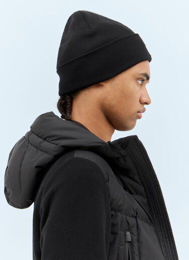 Moncler Grenoble Logo Patch Beanie Hat Black mog0158009