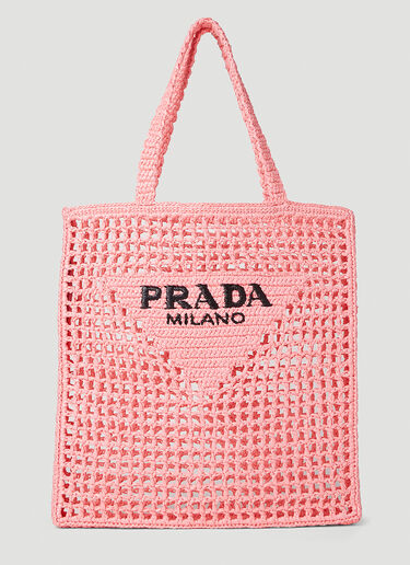 Prada ラフィアロゴトートバッグ ピンク pra0252018