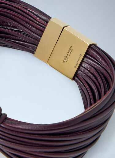 Bottega Veneta Interwoven Leather Bracelet with Gold-Tone Clasp Burgundy bov0263039