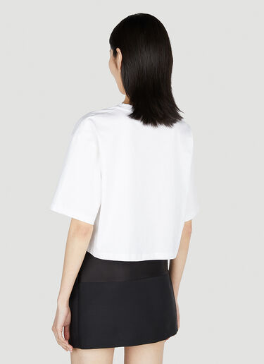 Balmain 로고 프린트 크롭 티셔츠 화이트 bln0252008