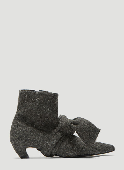 Saint Laurent Hairy Tie-Front Ankle Boots Black sla0239062