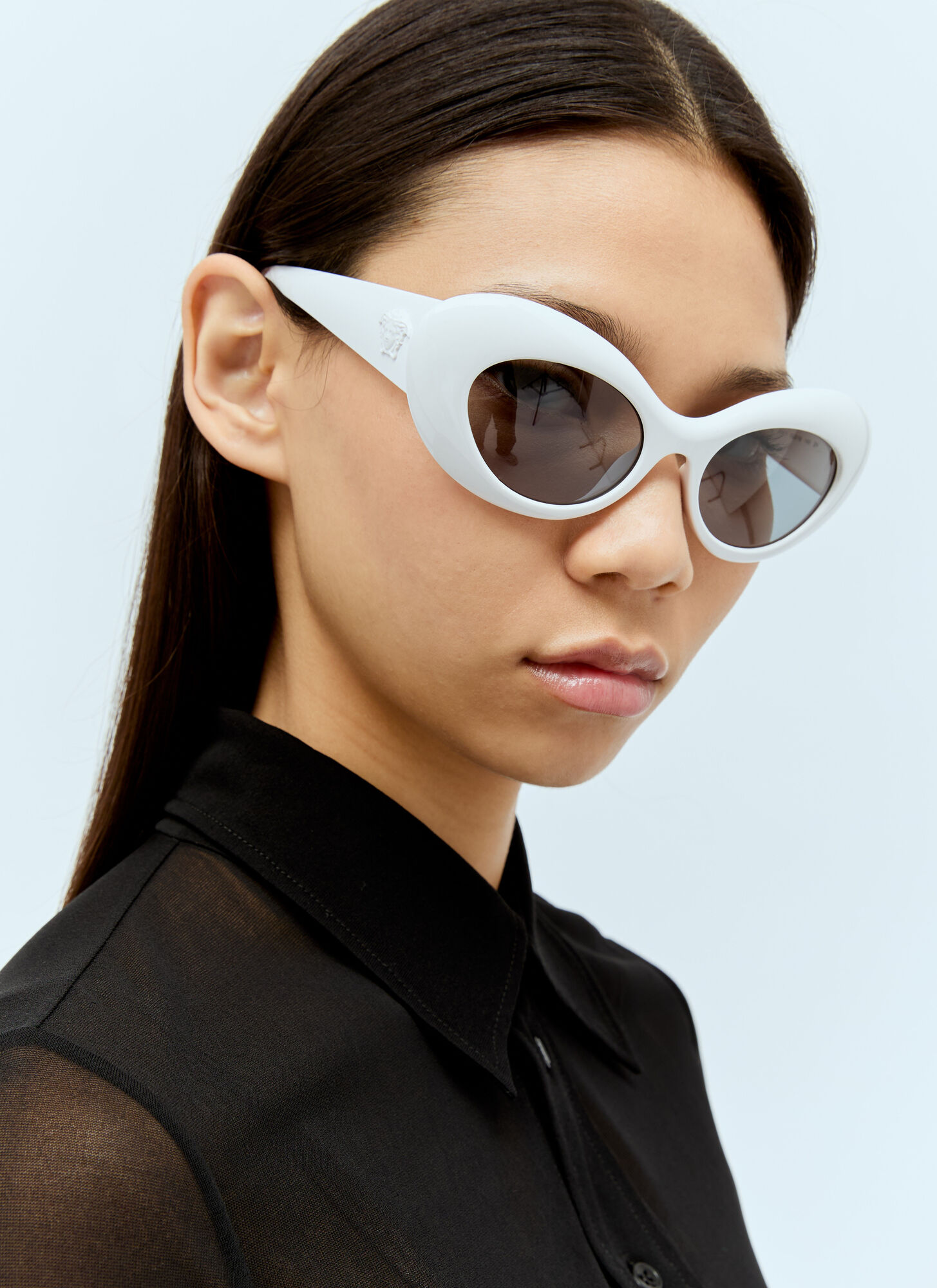 Shop Versace Oval Cat-eye Sunglasses In White