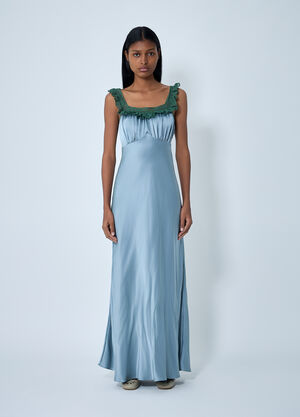 Chloé Silk Satin And Lace Maxi Dress Blue chl0262004