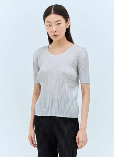 Pleats Please Issey Miyake 반팔 플리츠 탑 그레이 plp0256015