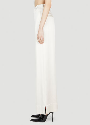 Saint Laurent Satin Wide Leg Pants White sla0252015