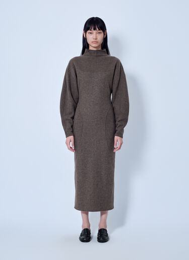 LN-CC® - Max Mara: High-Neck Wool and Cashmere Jersey Dress - Dark Brown Max Mara High-Neck Wool and Cashmere Jersey Dress Dark Brown max0266221