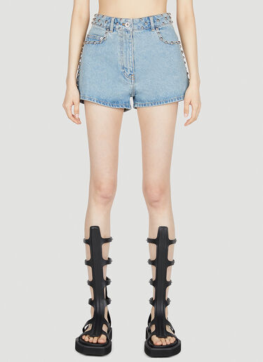 Rabanne Studded Denim Shorts Blue pac0252016
