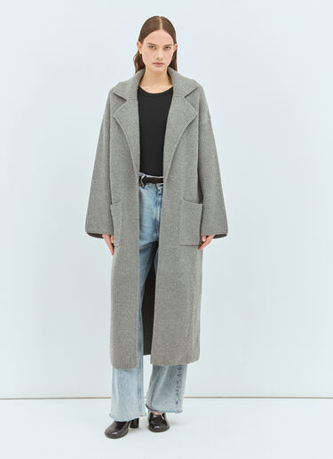 TOTEME Rib-Knit Cardi Coat Grey tot0259025
