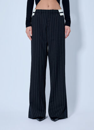 Jean Paul Gaultier Exposed Waistband Tailoring Trousers Black jpg0266019