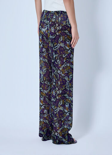 LN-CC® - Dries Van Noten: Pachas Printed Silk Straight Pants - Purple Dries Van Noten Pachas Printed Silk Straight Pants Purple dvn0265006