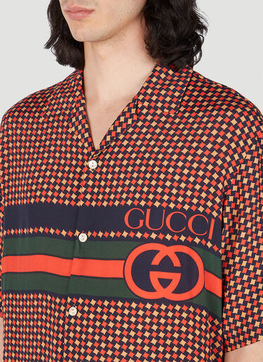 Gucci Houndstooth Bowling Shirt Red guc0152073