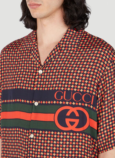 Gucci ハウンドトゥース ボウリングシャツ レッド guc0152073