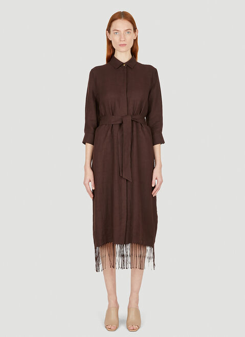 GANNI Fringed Shirt Dress Black gan0251023