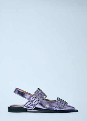 The Row Metallic Feminine Buckle Ballerina Flats Black row0259013