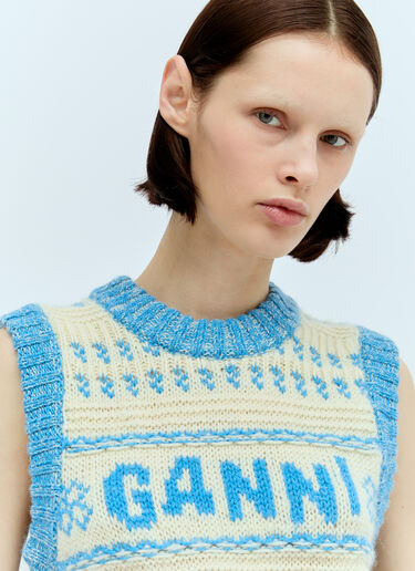 GANNI 图案圆领背心 蓝色 gan0256001
