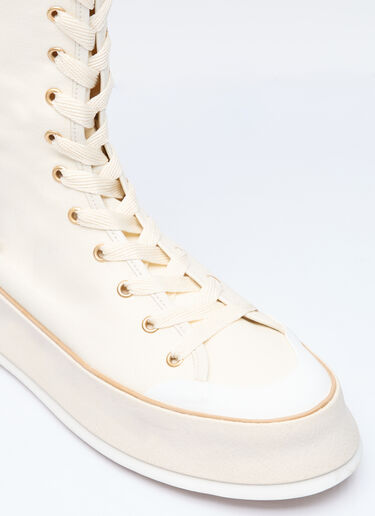 Max Mara Canvas Lace-Up Boots White max0255037