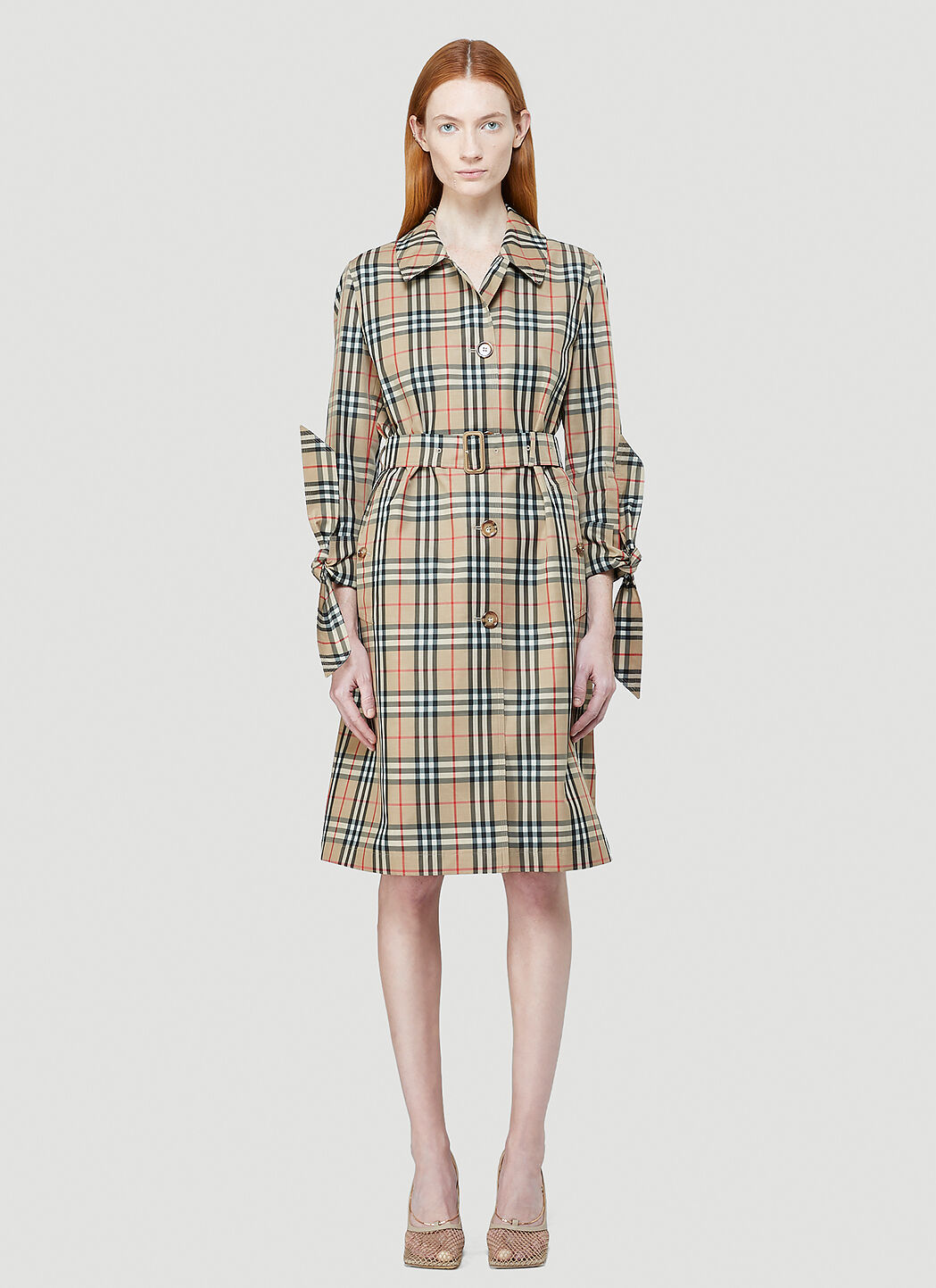 Burberry Claygate Check Trench Coat Beige bur0143010