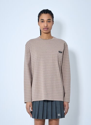Logo Patch T-Shirt Miu Miu Logo Patch T-Shirt Beige miu0260056
